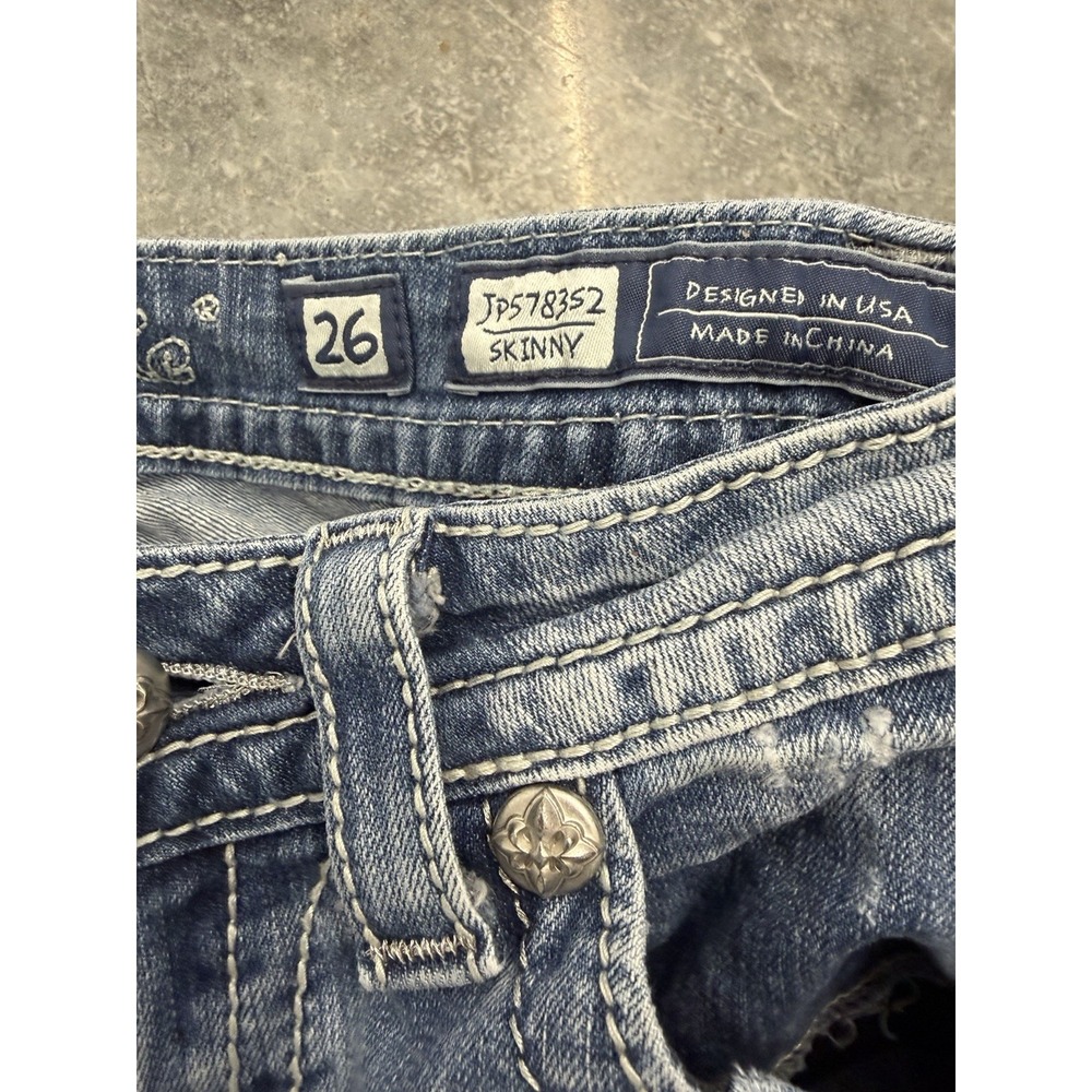 Miss Me Skinny Jeans Size 26 Dark Wash Embellished Pockets 32 Inseam JP578352 - Picture 5 of 11